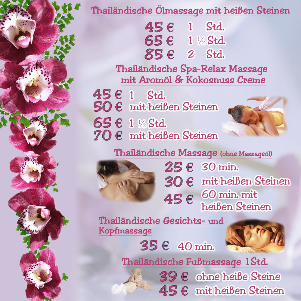 Tara Thai Massage in Cottbus Thai-Massage Preisliste